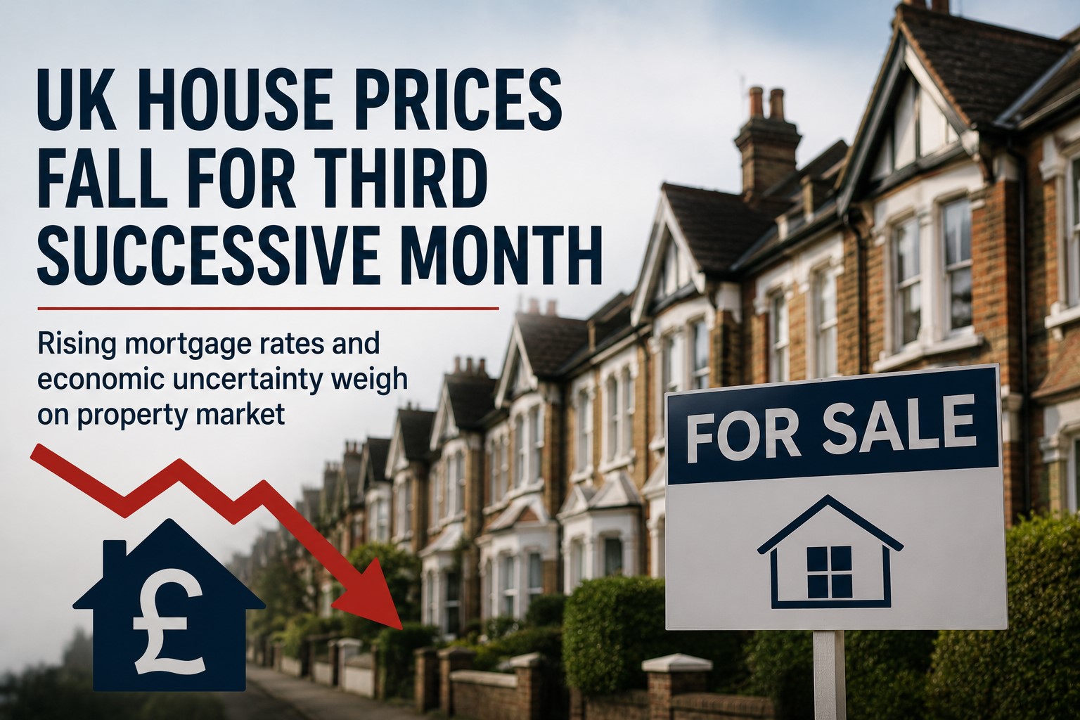 UK House Prices Decline for Third Straight Month as Market Faces Economic Uncertainty