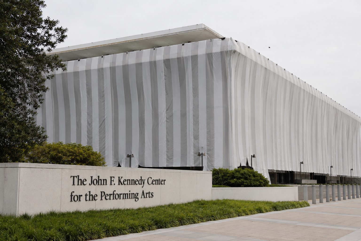 Kennedy Center Facade Covered After Trump’s Name Is Removed