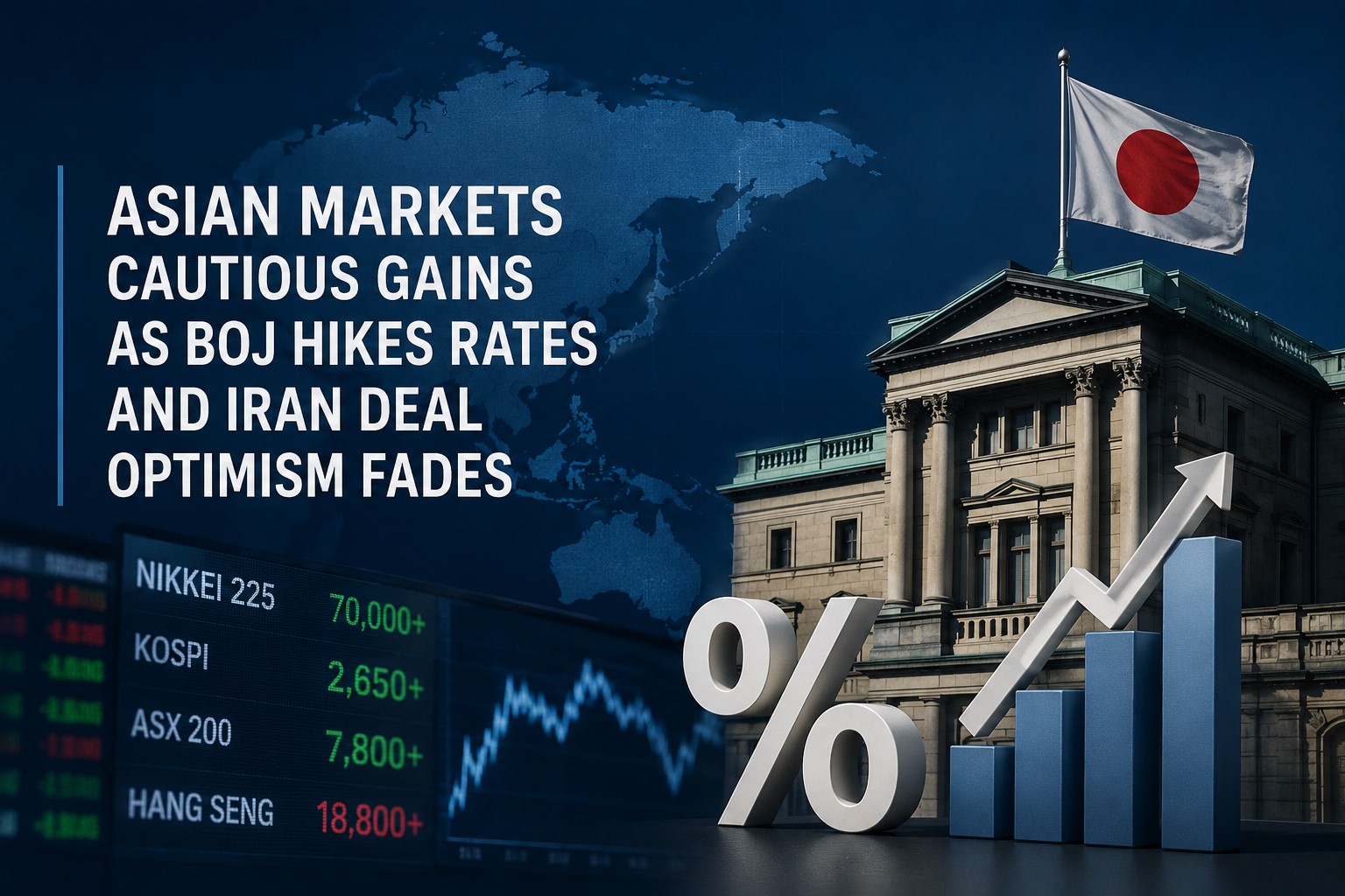 Asia Markets Cautious Despite Iran Deal Optimism as BOJ Raises Interest Rates
