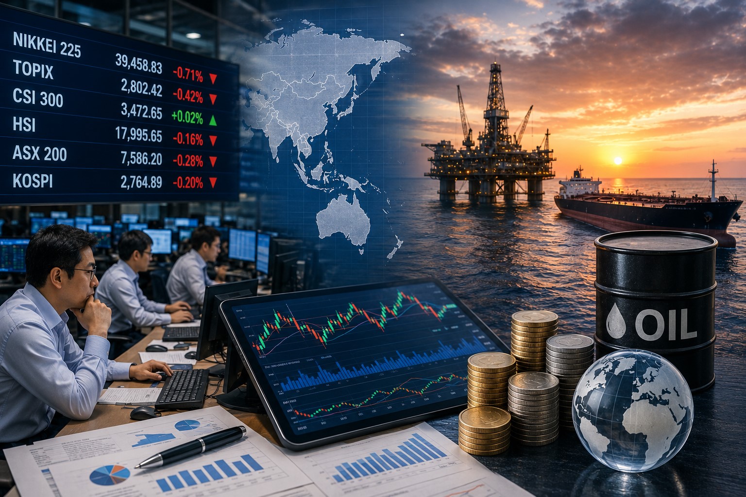 Asian Markets Slip Ahead of Earnings Season as Oil Prices Weaken
