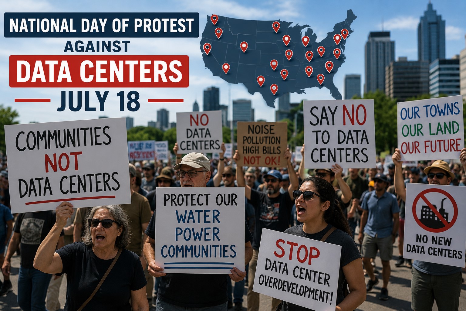 Nationwide Protests Against Data Centers Planned Across Multiple Cities on July 18