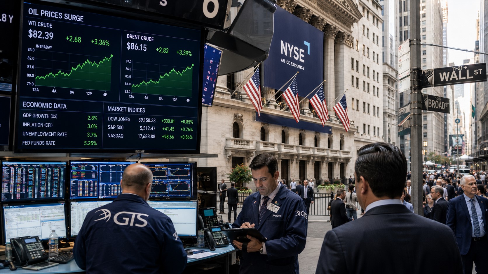 Wall Street Gains as Oil Prices Drop Sharply