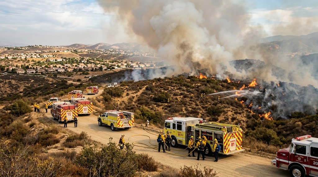 Fast-Moving Bike Fire Triggers Evacuation Order Near Santa Clarita, California